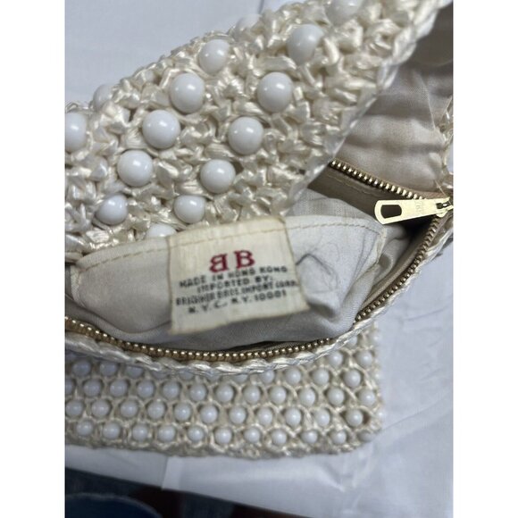 Vintage BB Shoulder Handbag Purse Beaded Tan 7”x8” Made In Hong Kong‎ - Picture 9 of 10